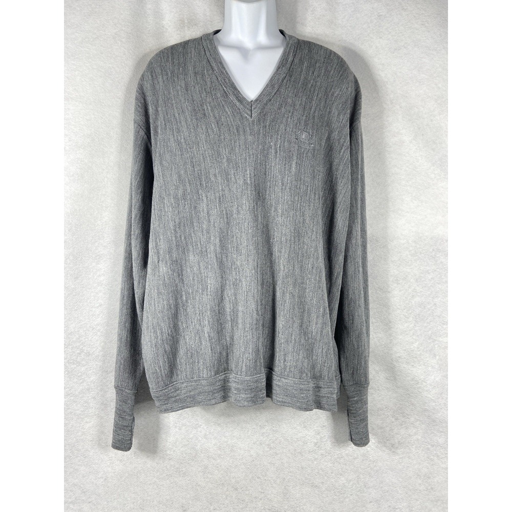Vintage Izod Sweater Mens 3X Gray Long Sleeve Pullover Crew Neck Made In USA